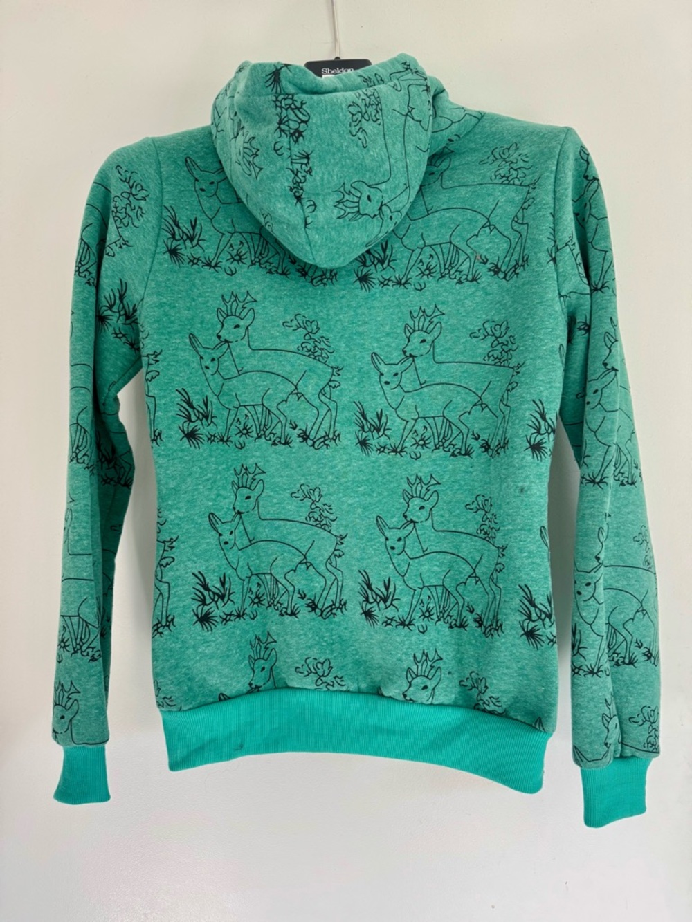 Naketano Teal Green Deer-Print Hoodie Sweatshirt - Picture 3 of 3